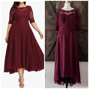 Mother of the Bride Dresses Half Sleeve Lace Appliques Prom Dress Wedding Guest